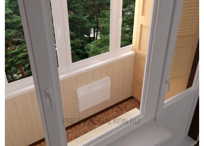 Теплое остекление лоджии пластиковыми окнами и отопительным конвектором в Мытищах