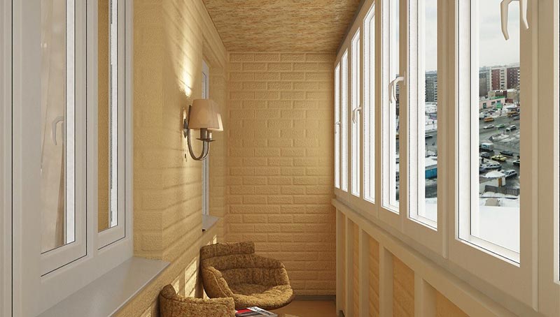 Теплое остекление с утеплением и отделкой декоративным кирпичом в Мытищах